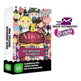 Kit Digital Alice no Pais das Maravilhas sem fundo Png
