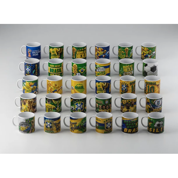 Kit Exclusivo com 24 Artes para Canecas da Copa do Mundo EM 3D 2
