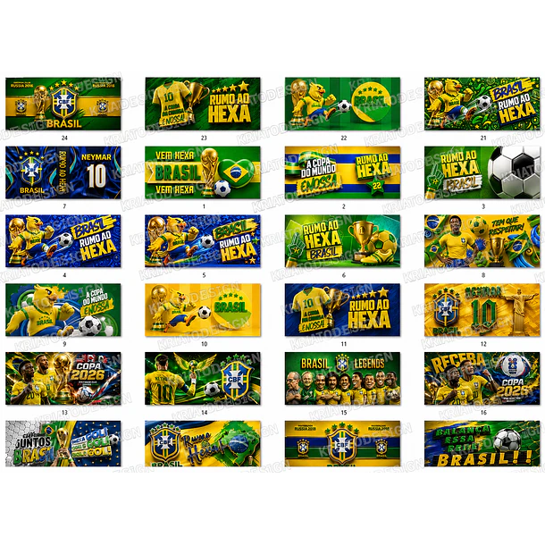 Kit Exclusivo com 24 Artes para Canecas da Copa do Mundo EM 3D 3