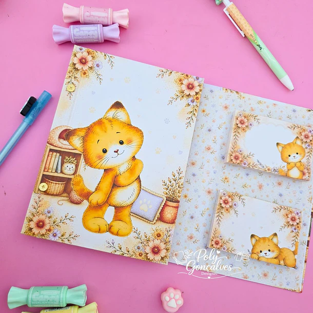 Arquivo Encadernação Caderno Especial Parafuso + Embutido A5 - Meu gatinho