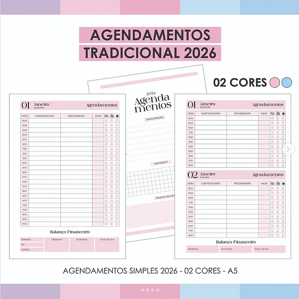 Arquivo Agendamentos Tradicionais 02 Cores - Arquivos da Lari