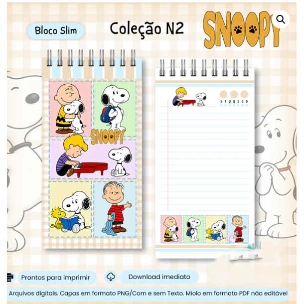 Arquivo Coleção Snoopy N2 Bloco Slim