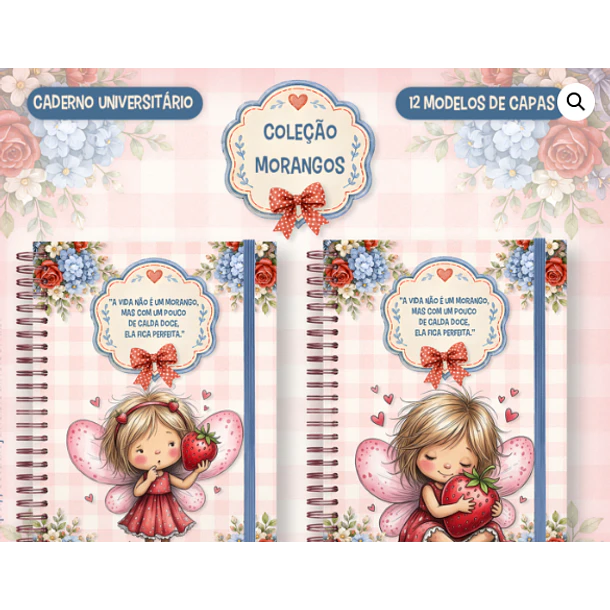 Arquivo Caderno Universitário Coleção Morangos – 12 em 1