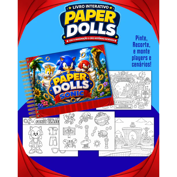 Arquivo Paper Dolls Para Colorir Sonic