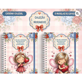 Arquivo Caderno Colegial Coleção Morangos – 12 em1