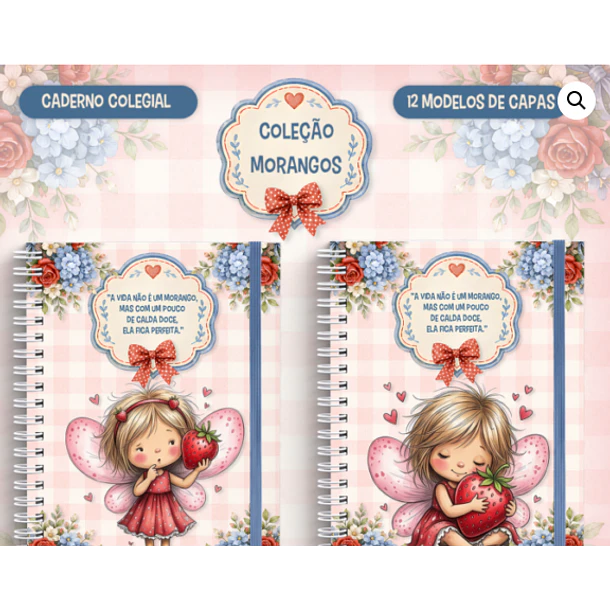 Arquivo Caderno Colegial Coleção Morangos – 12 em1