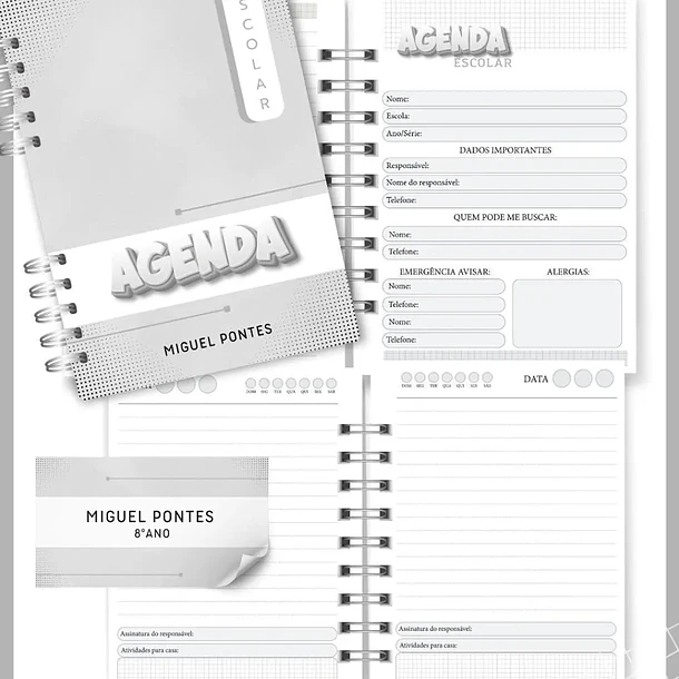 Arquivo Agenda Escolar Neutro Cinza