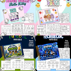 Arquivo Combo Encadernação Pack Paper Dolls Para Colorir
