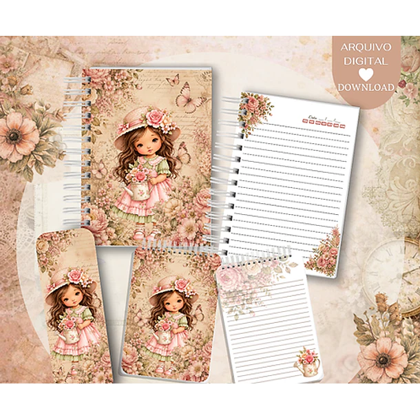 Arquivo Encadernação Coleção Menina Floral