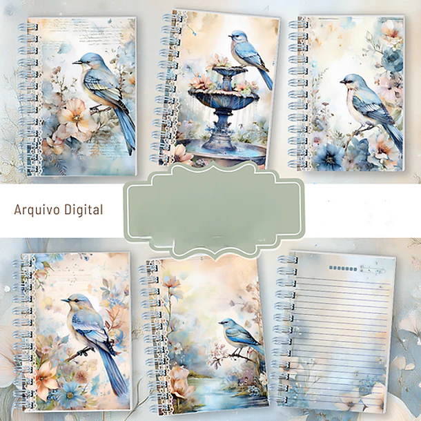 Arquivo Encadernação Coleção Bird - Passarinho Azul