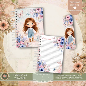 Arquivo Encadernação Menina Floral