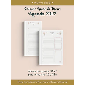 Arquivo Encadernação Agenda 2027 Coleção Laços &amp; Rosas Costura