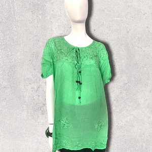 Blusa bordada de algodon delgado verano - VERDE