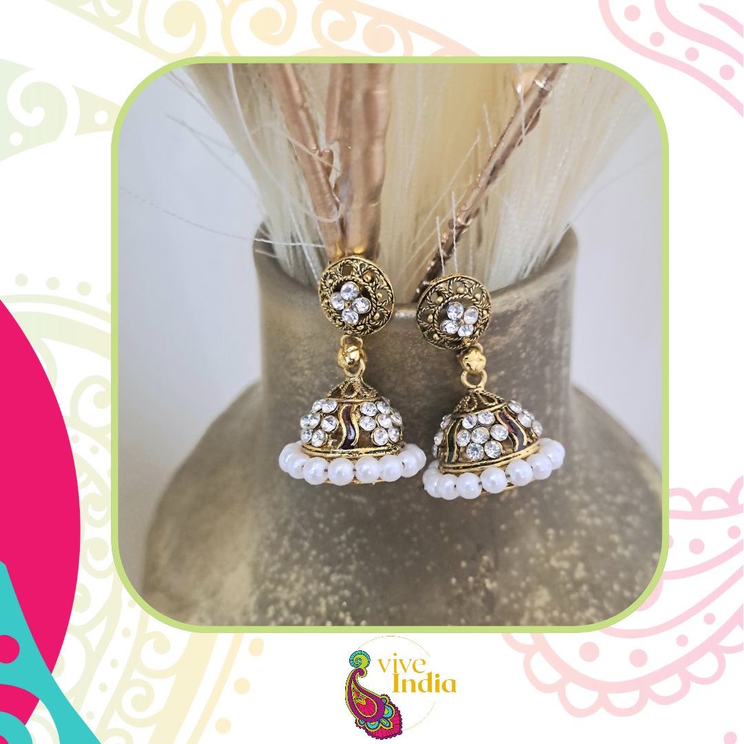 Aros Jumkas pequeños-dorado con piedritas