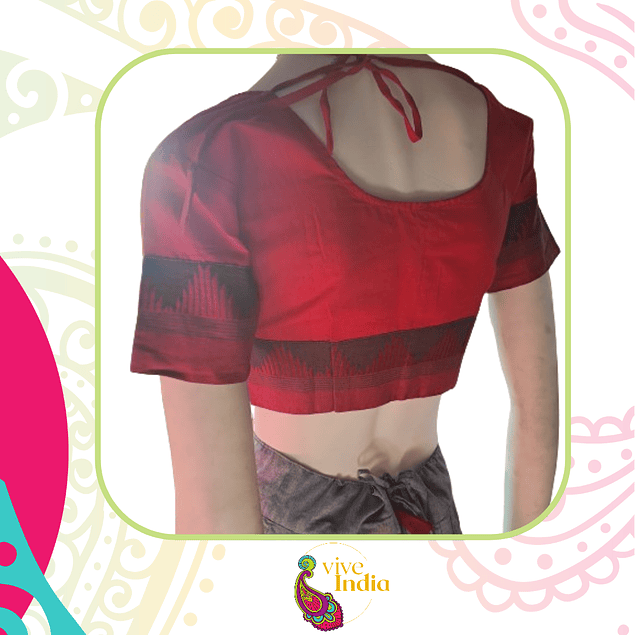 Choli de algodón con bordados- Talla "S"