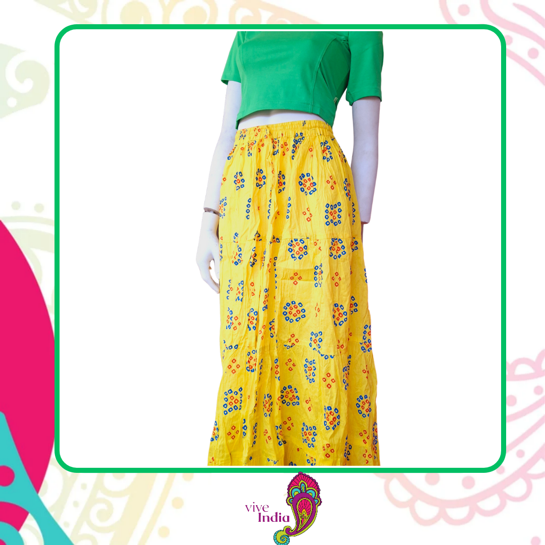 FALDA MIDI ESTAMPADA CON ELÁSTICO