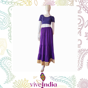 Falda larga con borde dorado 