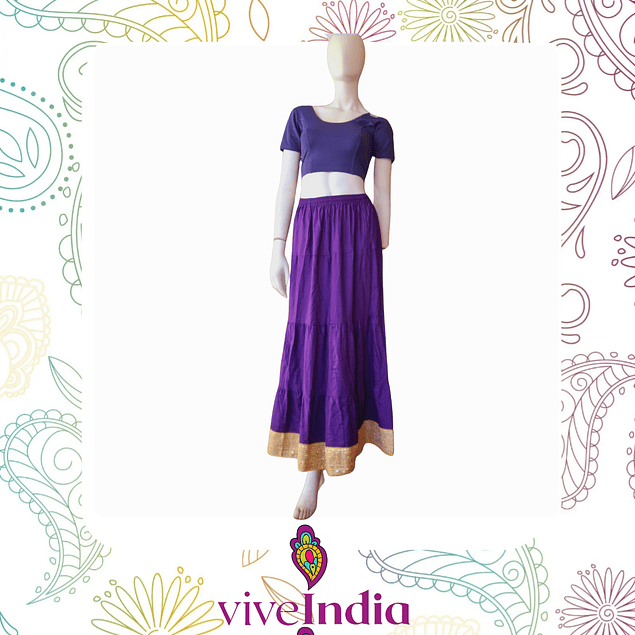 Falda larga con borde dorado 