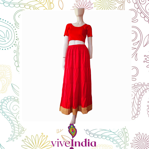 Falda larga con borde dorado 