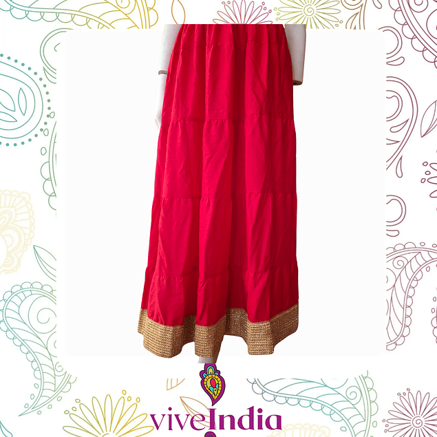 Falda larga con borde dorado 