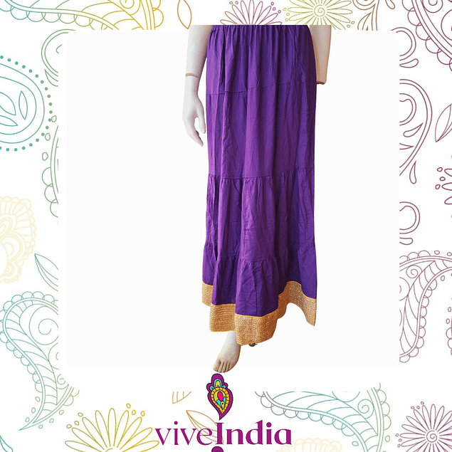 Falda larga con borde dorado 