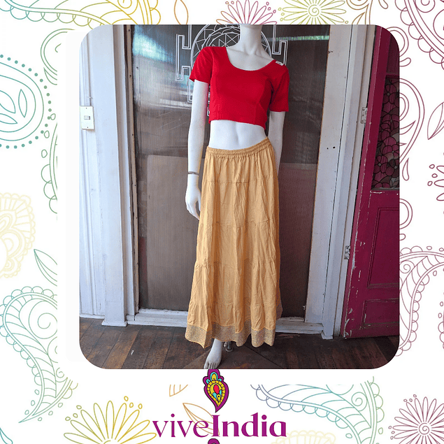 Falda larga con borde dorado 