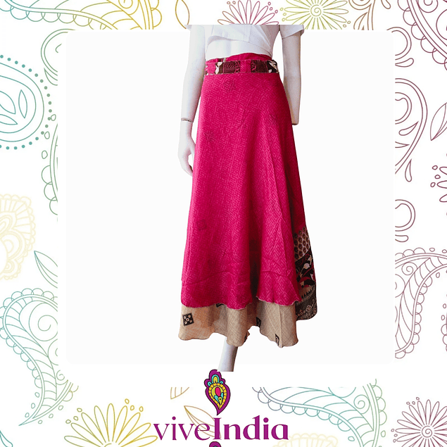 falda mágica - larga- tonos rojos, rosados y blancos