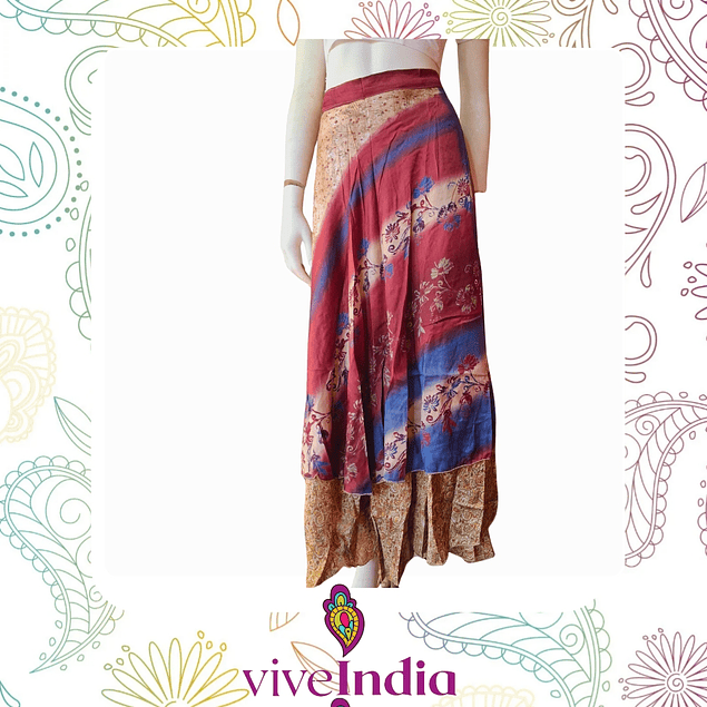 falda mágica - larga- tonos rojos, rosados y blancos