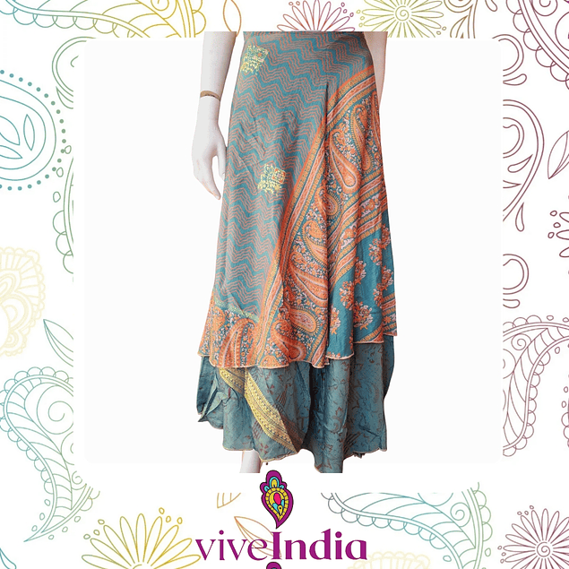 falda mágica - larga - tonos azules, verdes, terreos.