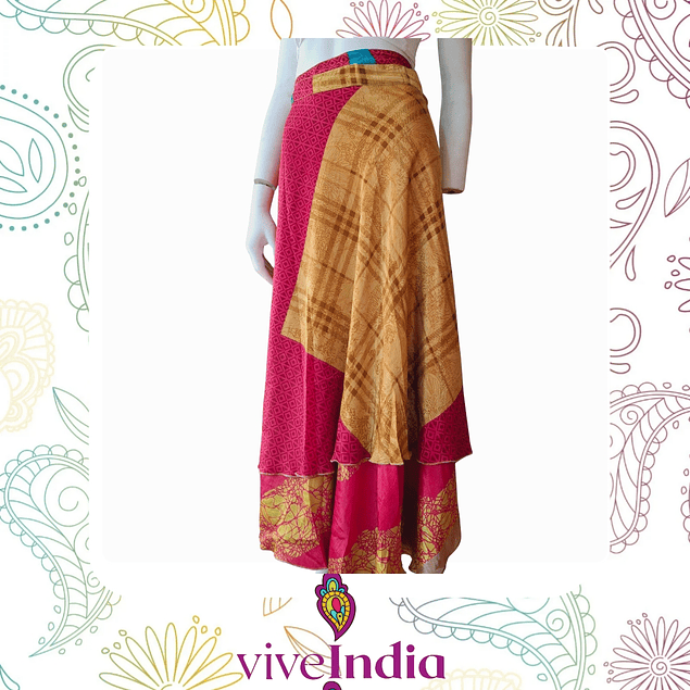 falda mágica - larga- tonos rojos, rosados y blancos