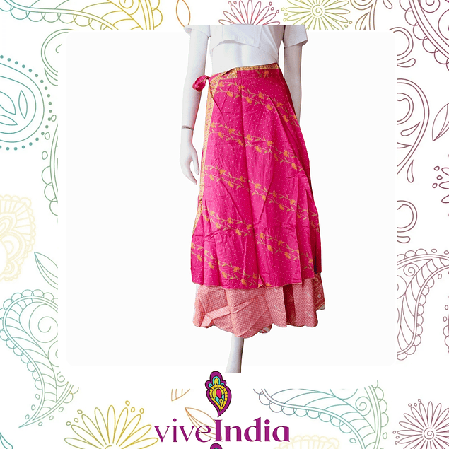 falda mágica - larga- tonos rojos, rosados y blancos