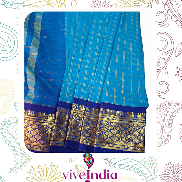 Sari de seda suave con bordados