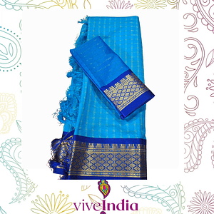 Sari de seda suave con bordados