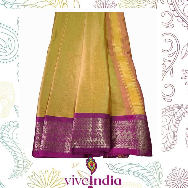 Sari de seda suave con bordados  