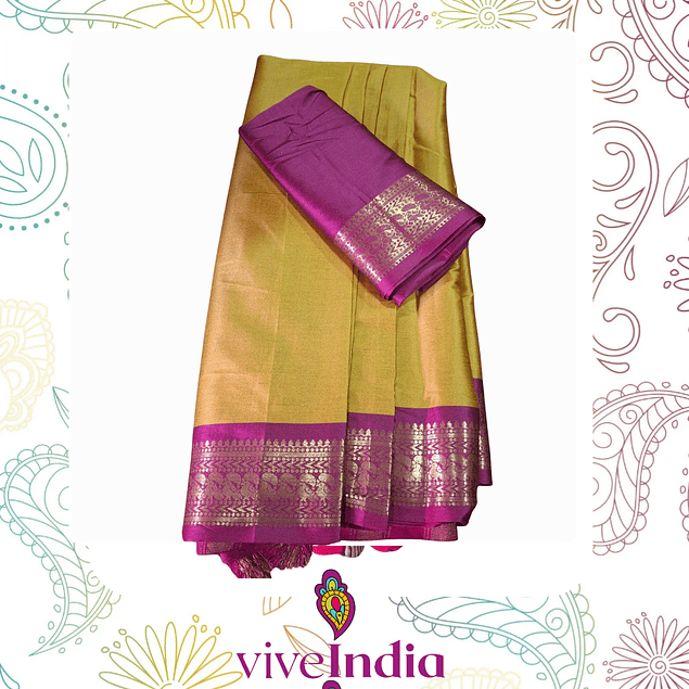 Sari de seda suave con bordados  