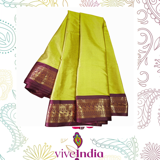 Sari de seda suave con bordados