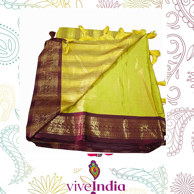 Sari de seda suave con bordados