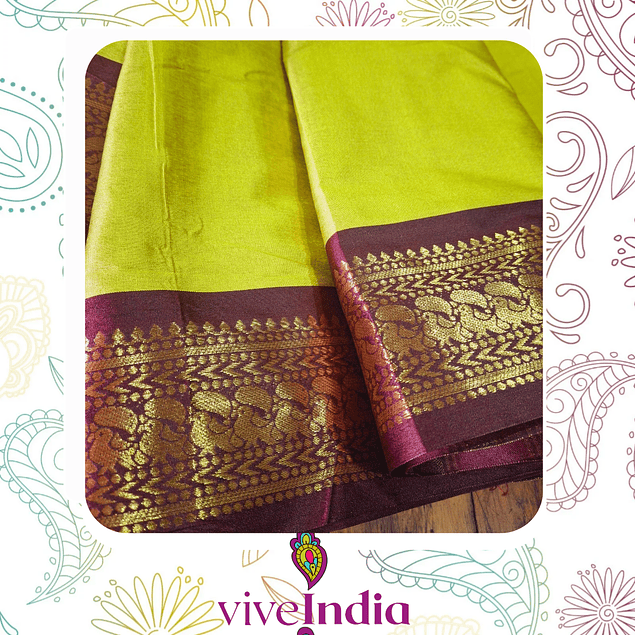 Sari de seda suave con bordados