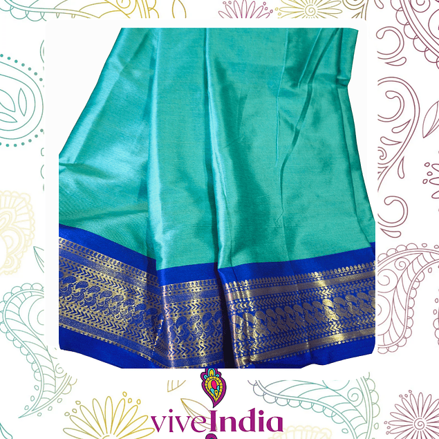 Sari de seda suave con bordados