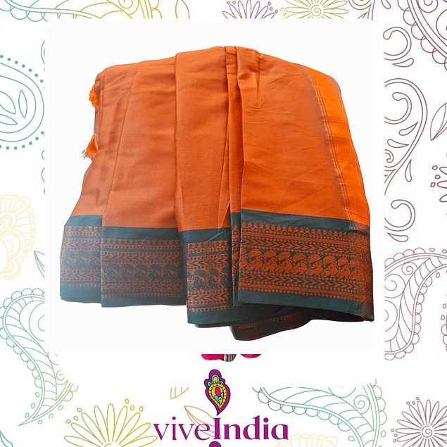 Sari de seda suave con bordados