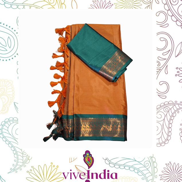 Sari de seda suave con bordados