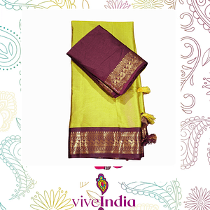 Sari de seda suave con bordados