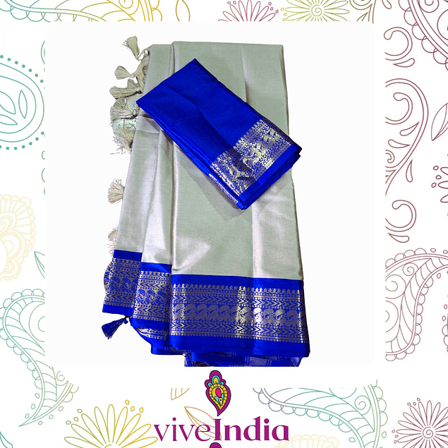 Sari de seda suave con bordados