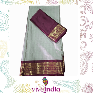 Sari de seda suave con bordados