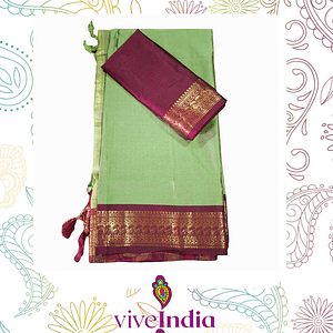 Sari de seda suave con bordados