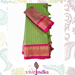 Sari de seda suave con bordados