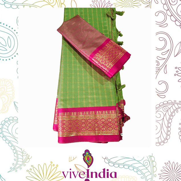 Sari de seda suave con bordados