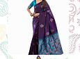 Sari diseño Banarasi - Púrpura y calipso