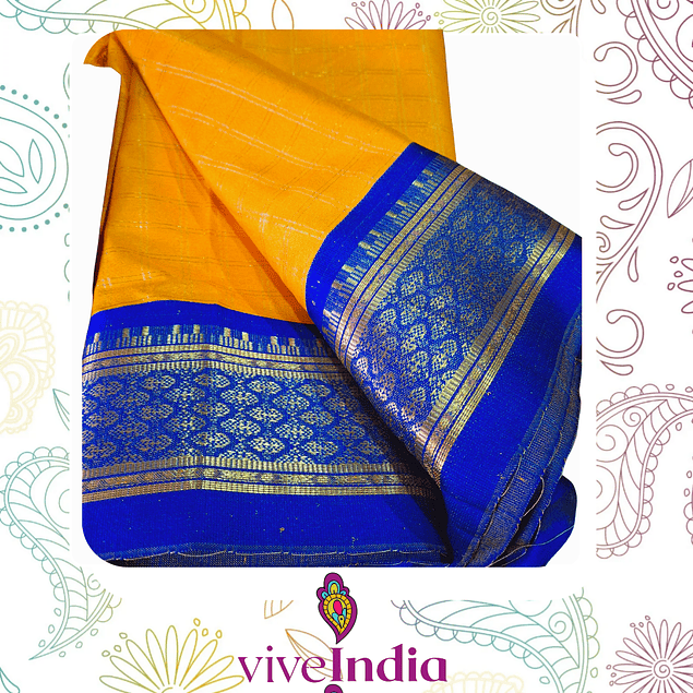 Sari de seda suave con bordados