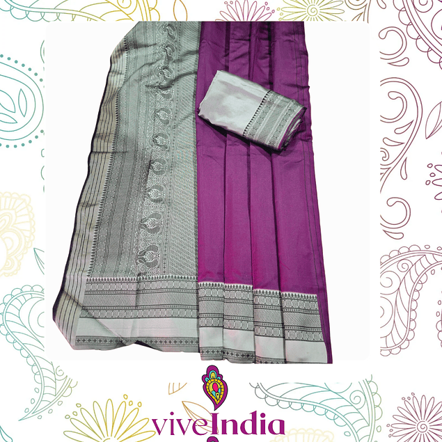 Sari diseño banarasi- liso tonos mate